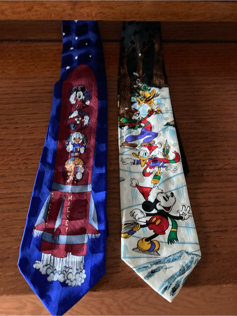 Vintage Disney Ties Set 100% silk Christmas & Space
